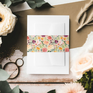 Cintas Para Invitaciones Rústico Beige Burgundy Floral Pattern Fall Wedding