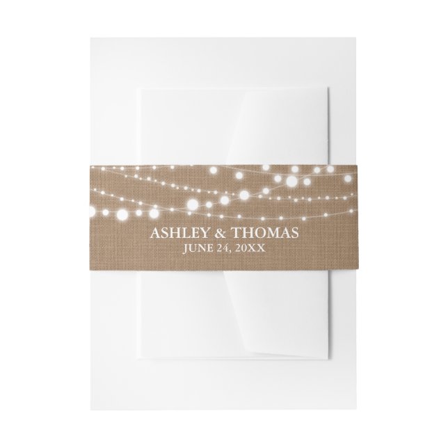 Cintas Para Invitaciones Rústico Boda Burlap String Luces (Anverso Ejemplo)