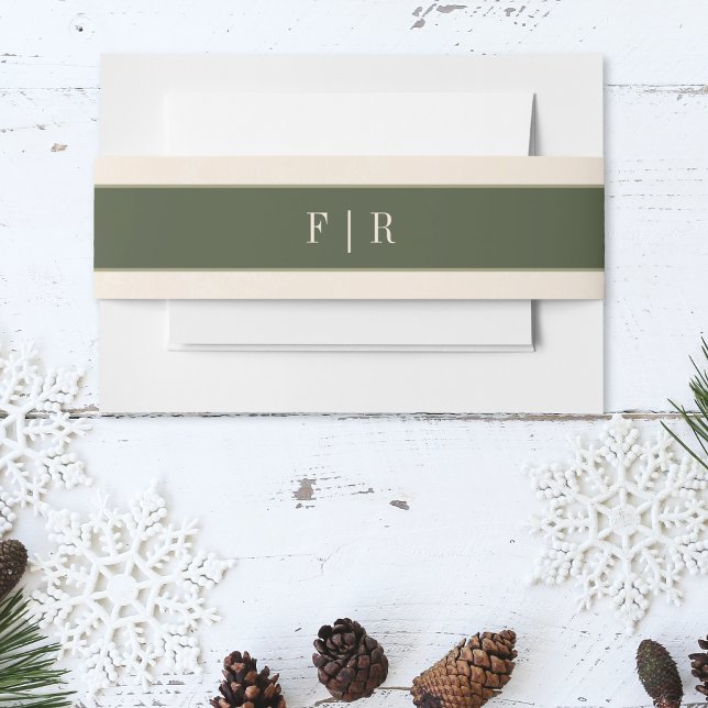 Cintas Para Invitaciones Rústico invierno Berries y Boda de crema de pino (Rustic Winter Berries & Pine Cream Wedding Invitation Belly Band)