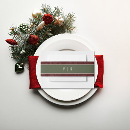 Cintas Para Invitaciones Rústico invierno Berries y Pine Burgundy Boda