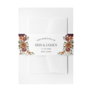 Cintas Para Invitaciones Rústico Naranja quemado en Borgoña Boda floral de 