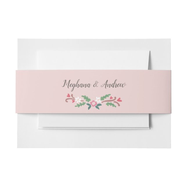 Cintas Para Invitaciones Rústico Romántico Floral (Anverso Ejemplo)