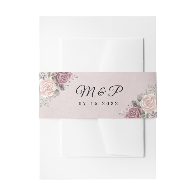 Cintas Para Invitaciones Rústico Rosa  Floral Invitación Belly (Anverso Ejemplo)