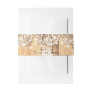 Cintas Para Invitaciones Rústico Wood Lace y Mason Jar Boda