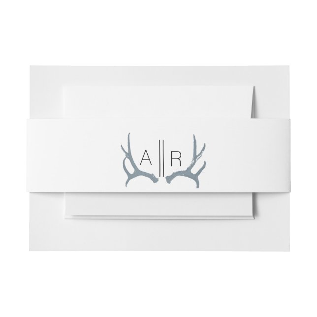 Cintas Para Invitaciones Rústico y elegante | Antler | Iniciales Personaliz (Anverso Ejemplo)