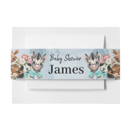 Cintas Para Invitaciones Safari Wildone baby ducha invitación azul