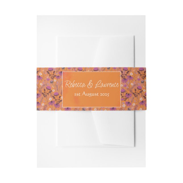Cintas Para Invitaciones Saffron Sky Wildflowers - vertical belly band (Anverso Ejemplo)