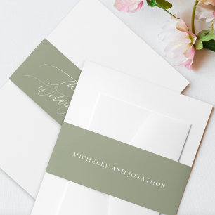 Cintas Para Invitaciones Sage blanco simple Boda de caligrafía moderna