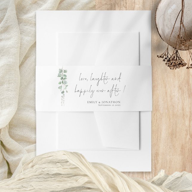 Cintas Para Invitaciones Sage Eucalyptus Love Laughter Names Boda (Subido por el creador)