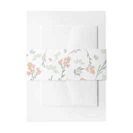 Cintas Para Invitaciones Sage Green and Apricot Wildflower Watercolor