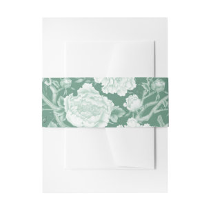 Cintas Para Invitaciones Sage Green Chinoiserie Floral Garden Rococo Toile