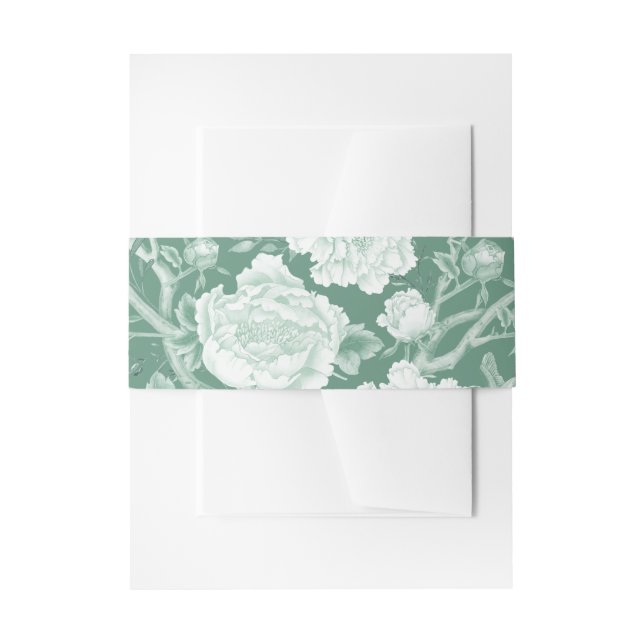 Cintas Para Invitaciones Sage Green Chinoiserie Floral Garden Rococo Toile (Anverso Ejemplo)