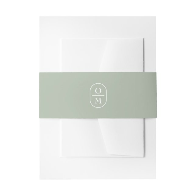 Cintas Para Invitaciones Sage Green | Couple Monogram Wedding Invitation  (Anverso Ejemplo)