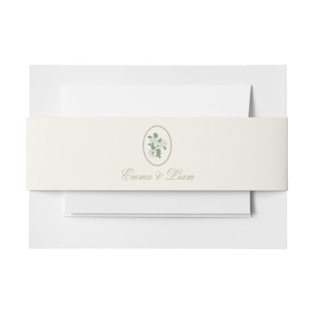 Cintas Para Invitaciones Sage Green Custom Wedding Belly Band (Anverso Ejemplo)