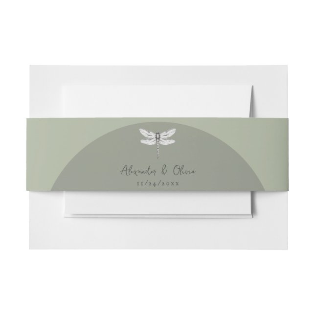 Cintas Para Invitaciones Sage Green Dragonfly Boda (Anverso Ejemplo)