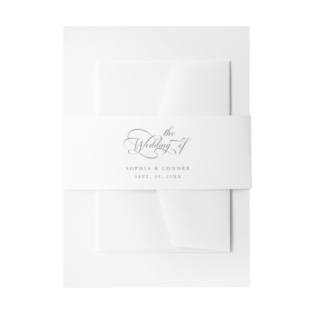 Cintas Para Invitaciones Sage Green Elegant Charm Script Boda (Anverso Ejemplo)