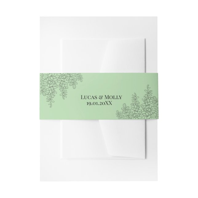 Cintas Para Invitaciones Sage Green Fern Leaf Boda (Anverso Ejemplo)