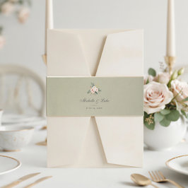 Cintas Para Invitaciones Sage Green Floral Gold Velvet Wedding Invitation