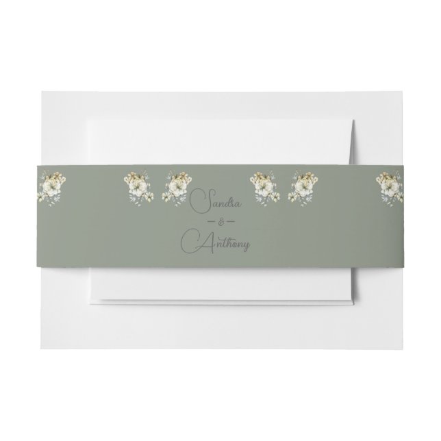 Cintas Para Invitaciones Sage Green Floral wedding invitation  Belly (Anverso Ejemplo)