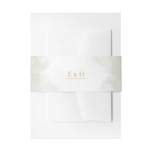 Cintas Para Invitaciones Sage green gold watercolour elegant wedding  (Anverso Ejemplo)