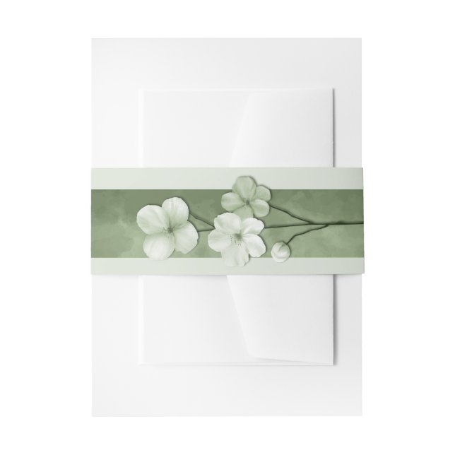 Cintas Para Invitaciones Sage Green Hand Drawn Floral Botanical Wedding (Anverso Ejemplo)