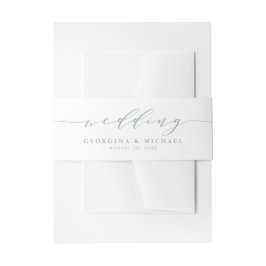 Cintas Para Invitaciones Sage Green Minimalista Dainty Script Boda