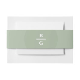 Cintas Para Invitaciones Sage Green Modern Monograma Boda