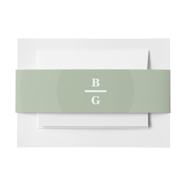 Cintas Para Invitaciones Sage Green Modern Monograma Boda (Anverso Ejemplo)