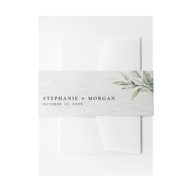 Cintas Para Invitaciones Sage green simple rústico Boda Boho (Anverso Ejemplo)