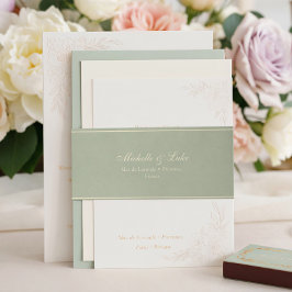 Cintas Para Invitaciones Sage Green Velvet Gold Elegant Wedding Invitation