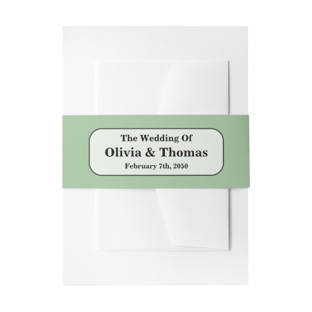 Cintas Para Invitaciones Sage Green Wedding Invitation Belly Band (Anverso Ejemplo)