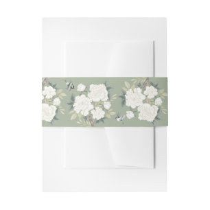 Cintas Para Invitaciones Sage Green White Chinoiserie Boda Floral