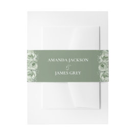 Cintas Para Invitaciones Sage Green White Floral Wedding