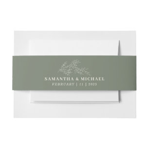 Cintas Para Invitaciones Sage Ivory Flower Monograma Boda