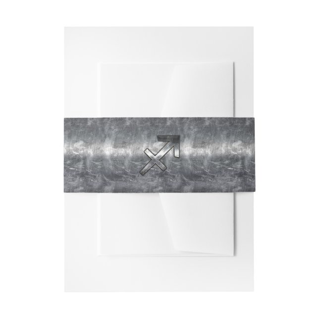 Cintas Para Invitaciones Sagittarius Zodiac Silver Aspecto de acero perturb (Anverso Ejemplo)