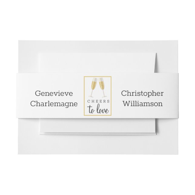 Cintas Para Invitaciones Saludos para amar al Boda de tostadas de champagne (Anverso Ejemplo)