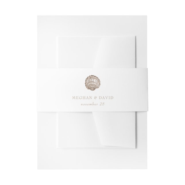 Cintas Para Invitaciones Sandy Seashells Marine Ocean Beach Wedding (Anverso Ejemplo)