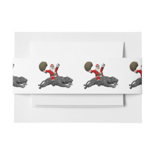 Cintas Para Invitaciones Santa Claus montando una pantera gris