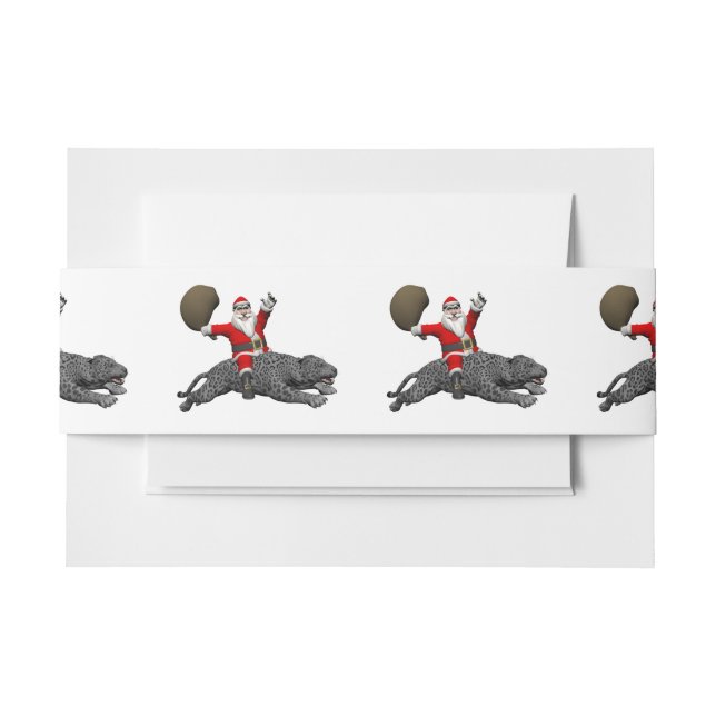 Cintas Para Invitaciones Santa Claus montando una pantera gris (Anverso Ejemplo)