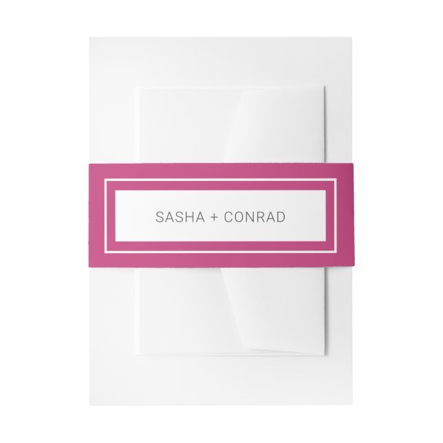 Cintas Para Invitaciones Sasha Vibrant Boda moderno rosado (Anverso Ejemplo)