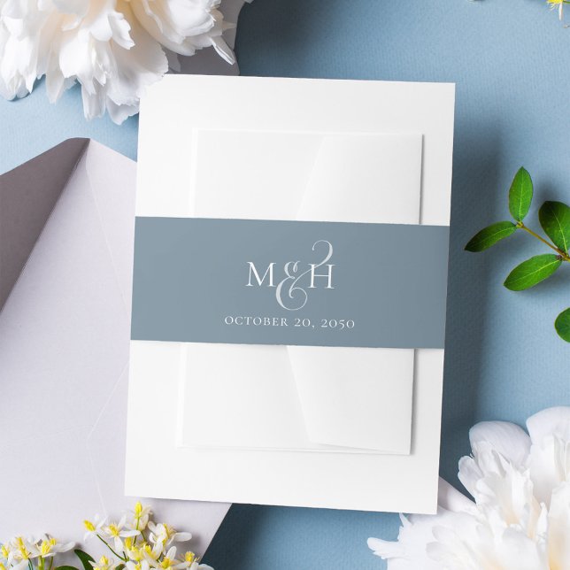 Cintas Para Invitaciones Script de caligrafía simple Ampersand Monograma (Simple elegant monogram calligraphy ampersand invitation belly band)