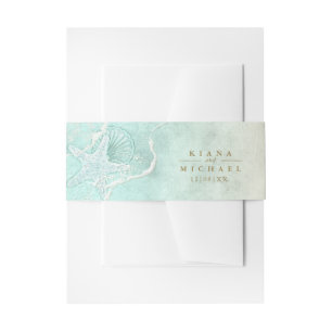 Cintas Para Invitaciones Sea Foam Beach Starfish Wedding ID837