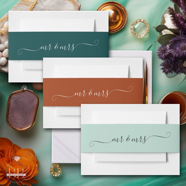 Cintas Para Invitaciones Sea Green Mr. y Mrs. (Subido por el creador)