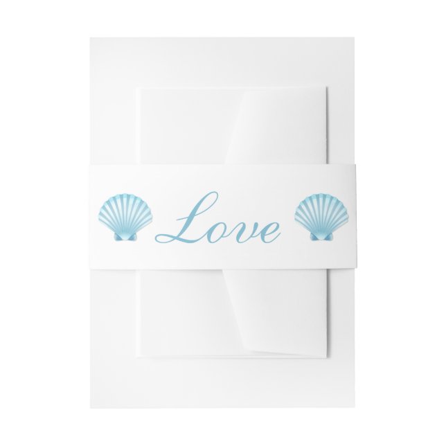 Cintas Para Invitaciones Seashell Shell Beach Nautical Elegtical Blue Boda (Anverso Ejemplo)
