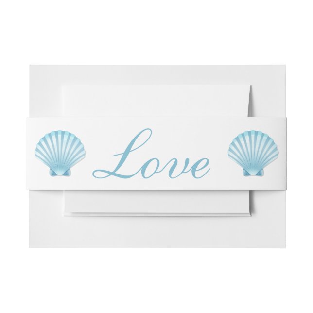 Cintas Para Invitaciones Seashell Shell Beach Nautical Elegtical Blue Boda (Anverso Ejemplo)