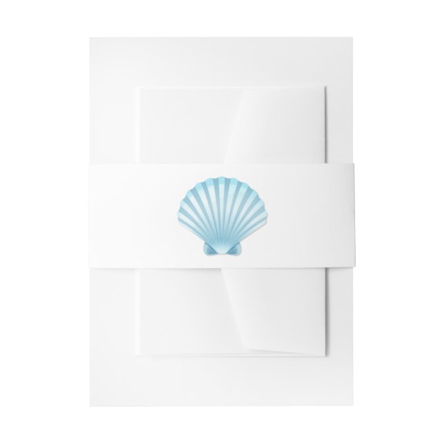 Cintas Para Invitaciones Seashell Shell Beach Nautical Elegtical Blue Boda (Anverso Ejemplo)
