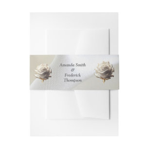 Cintas Para Invitaciones Seda blanca lujosa y fluida y rosas blancas.