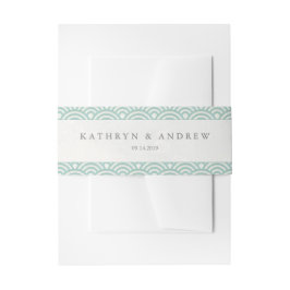 Cintas Para Invitaciones Seigaiha japonés ondea un elegante verde marino