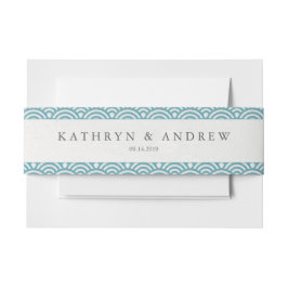 Cintas Para Invitaciones Seigaiha japonesa ondea verde azul mar moderno