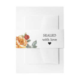 Cintas Para Invitaciones Sellado con amor Colección Elegancia Rosa Naranja